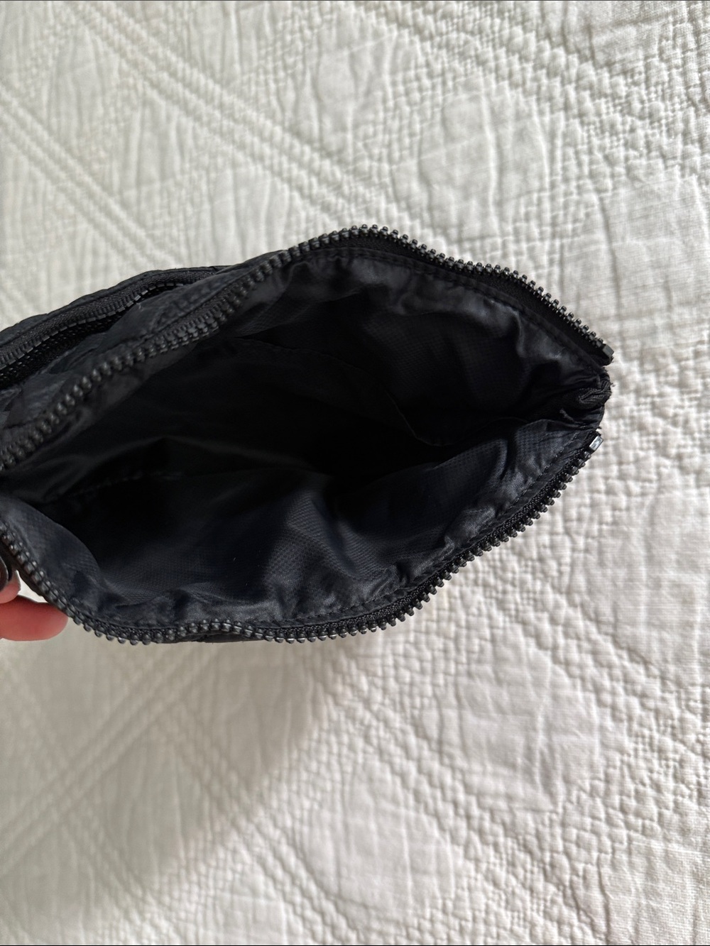 MZ Wallace Black Quilted Nylon Double Zip Cosmetic Pouch Medium Size - Picture 7 of 12